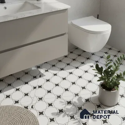Moroccan Floor & Wall Tile TL 07629 Star Lattice 1 ft x 1 ft Matte Finish Vitrified Tile - 9 mm | Suitable For Bathroom, Kitchen, Living Area | Please Expect a Slight Variation of Pattern (Sample)