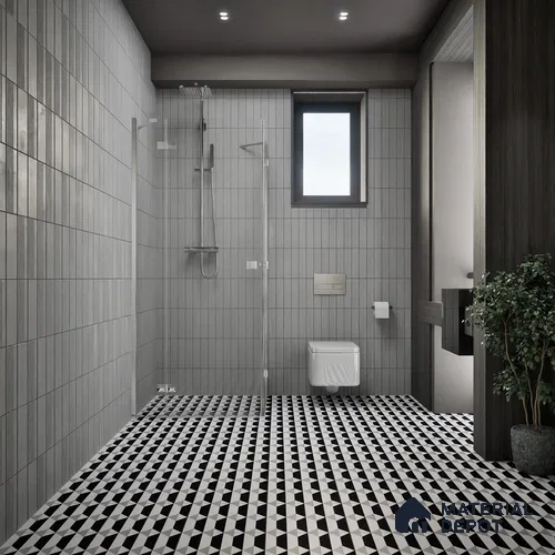 Moroccan Floor & Wall Tile TL 07630 Monochrome Prism Noir 1 ft x 1 ft Matte Finish Vitrified Tile - 9 mm | Suitable For Bathroom, Kitchen, Entryway | Please Expect a Slight Variation of Pattern