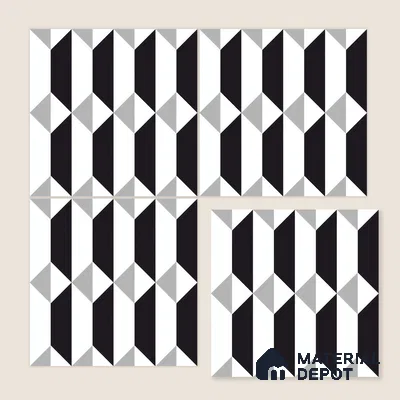 Moroccan Floor & Wall Tile TL 07630 Monochrome Prism Noir 1 ft x 1 ft Matte Finish Vitrified Tile - 9 mm | Suitable For Bathroom, Kitchen, Entryway | Please Expect a Slight Variation of Pattern