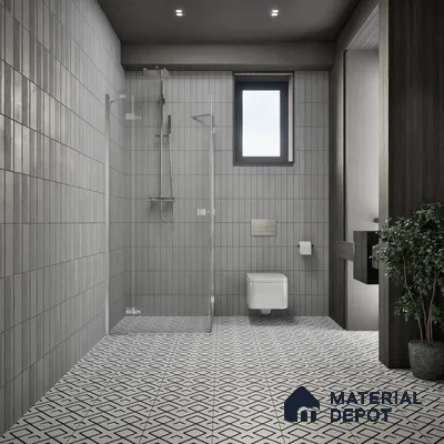Moroccan Floor & Wall Tile TL 07631 Monochrome Diamond Grid 1 ft x 1 ft Matte Finish Vitrified Tile - 9 mm | Suitable For Bathroom, Kitchen, Entryway | Please Expect a Slight Variation of Pattern