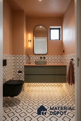 Moroccan Floor & Wall Tile TL 07631 Diamond Grid 1 ft x 1 ft Matte Finish Vitrified Tile - 9 mm | Suitable For Bathroom, Kitchen, Living Area | Please Expect a Slight Variation of Pattern (Sample)