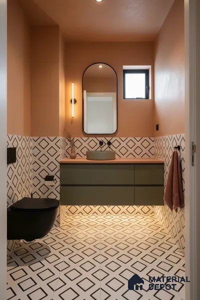 Moroccan Floor & Wall Tile TL 07631 Diamond Grid 1 ft x 1 ft Matte Finish Vitrified Tile - 9 mm | Suitable For Bathroom, Kitchen, Living Area | Please Expect a Slight Variation of Pattern (Sample)