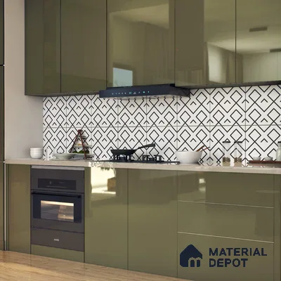 Moroccan Floor & Wall Tile TL 07631 Monochrome Diamond Grid 1 ft x 1 ft Matte Finish Vitrified Tile - 9 mm | Suitable For Bathroom, Kitchen, Entryway | Please Expect a Slight Variation of Pattern
