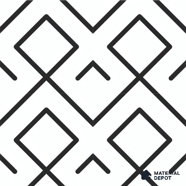 Moroccan Floor & Wall Tile TL 07631 Monochrome Diamond Grid 1 ft x 1 ft Matte Finish Vitrified Tile - 9 mm | Suitable For Bathroom, Kitchen, Entryway | Please Expect a Slight Variation of Pattern