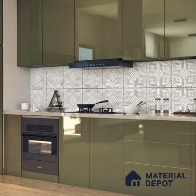 Moroccan Floor & Wall Tile TL 07632 Monochrome Optic Frame 1 ft x 1 ft Matte Finish Vitrified Tile - 9 mm | Suitable For Bathroom, Kitchen, Entryway | Please Expect a Slight Variation of Pattern