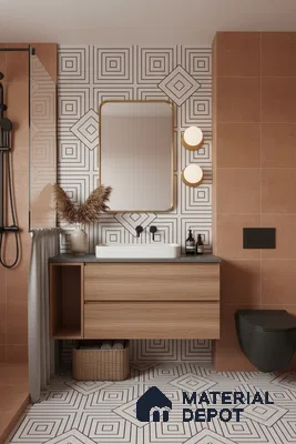Moroccan Floor & Wall Tile TL 07632 Optic Frame 1 ft x 1 ft Matte Finish Vitrified Tile - 9 mm | Suitable For Bathroom, Kitchen, Living Area | Please Expect a Slight Variation of Pattern