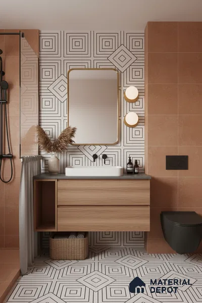 Moroccan Floor & Wall Tile TL 07632 Optic Frame 1 ft x 1 ft Matte Finish Vitrified Tile - 9 mm | Suitable For Bathroom, Kitchen, Living Area | Please Expect a Slight Variation of Pattern