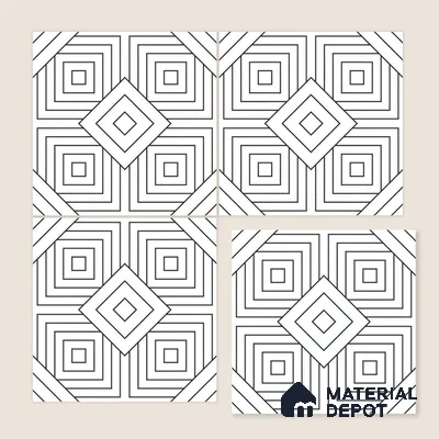 Moroccan Floor & Wall Tile TL 07632 Monochrome Optic Frame 1 ft x 1 ft Matte Finish Vitrified Tile - 9 mm | Suitable For Bathroom, Kitchen, Entryway | Please Expect a Slight Variation of Pattern