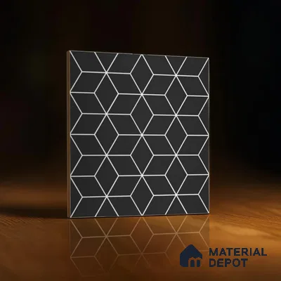Moroccan Floor & Wall Tile TL 07633 Monochrome Hexa Grid 1 ft x 1 ft Matte Finish Vitrified Tile - 9 mm | Suitable For Bathroom, Kitchen, Entryway | Please Expect a Slight Variation of Pattern
