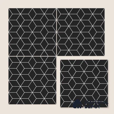 Moroccan Floor & Wall Tile TL 07633 Monochrome Hexa Grid 1 ft x 1 ft Matte Finish Vitrified Tile - 9 mm | Suitable For Bathroom, Kitchen, Entryway | Please Expect a Slight Variation of Pattern