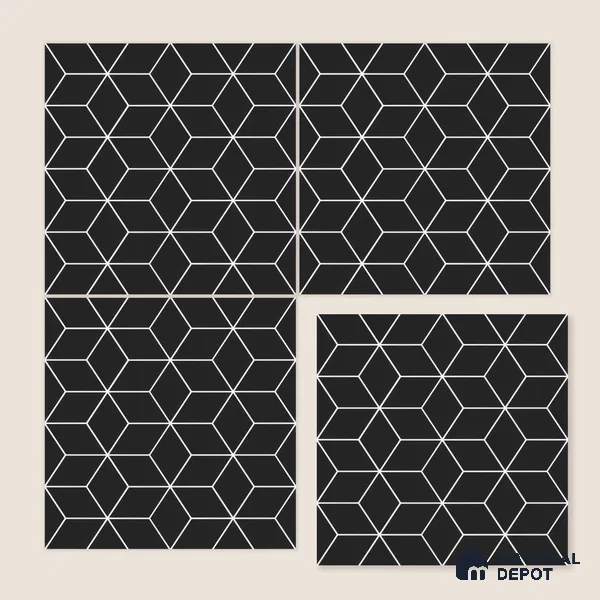 Moroccan Floor & Wall Tile TL 07633 Monochrome Hexa Grid 1 ft x 1 ft Matte Finish Vitrified Tile - 9 mm | Suitable For Bathroom, Kitchen, Entryway | Please Expect a Slight Variation of Pattern