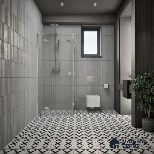 Moroccan Floor & Wall Tile TL 07634 Monochrome Tribal Diamond 1 ft x 1 ft Matte Finish Vitrified Tile - 9 mm | Suitable For Bathroom, Kitchen, Entryway | Please Expect a Slight Variation of Pattern
