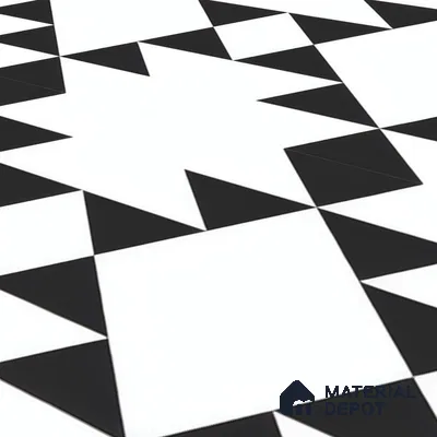 Moroccan Floor & Wall Tile TL 07634 Monochrome Tribal Diamond 1 ft x 1 ft Matte Finish Vitrified Tile - 9 mm | Suitable For Bathroom, Kitchen, Entryway | Please Expect a Slight Variation of Pattern
