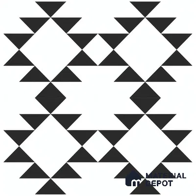 Moroccan Floor & Wall Tile TL 07634 Monochrome Tribal Diamond 1 ft x 1 ft Matte Finish Vitrified Tile - 9 mm | Suitable For Bathroom, Kitchen, Entryway | Please Expect a Slight Variation of Pattern