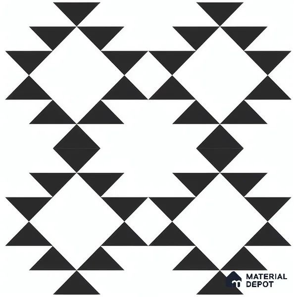 Moroccan Floor & Wall Tile TL 07634 Monochrome Tribal Diamond 1 ft x 1 ft Matte Finish Vitrified Tile - 9 mm | Suitable For Bathroom, Kitchen, Entryway | Please Expect a Slight Variation of Pattern