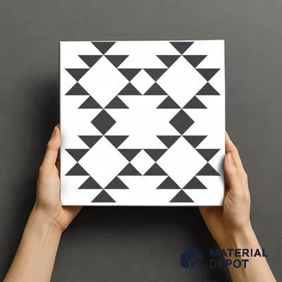 Moroccan Floor & Wall Tile TL 07634 Monochrome Tribal Diamond 1 ft x 1 ft Matte Finish Vitrified Tile - 9 mm | Suitable For Bathroom, Kitchen, Entryway | Please Expect a Slight Variation of Pattern