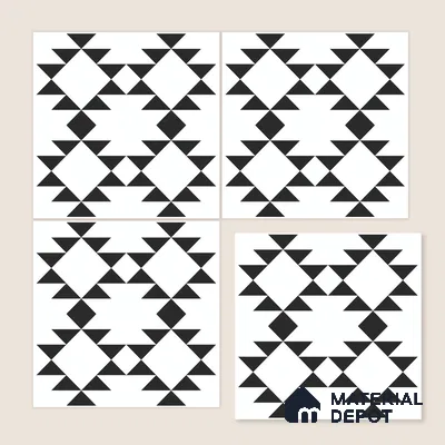 Moroccan Floor & Wall Tile TL 07634 Monochrome Tribal Diamond 1 ft x 1 ft Matte Finish Vitrified Tile - 9 mm | Suitable For Bathroom, Kitchen, Entryway | Please Expect a Slight Variation of Pattern