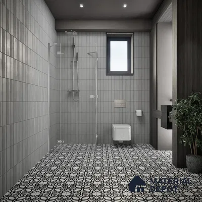 Moroccan Floor & Wall Tile TL 07635 Monochrome Floral Medley 1 ft x 1 ft Matte Finish Vitrified Tile - 9 mm | Suitable For Bathroom, Kitchen, Entryway | Please Expect a Slight Variation of Pattern