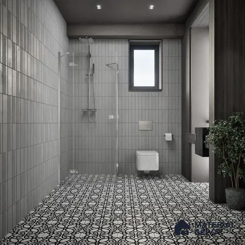 Moroccan Floor & Wall Tile TL 07635 Monochrome Floral Medley 1 ft x 1 ft Matte Finish Vitrified Tile - 9 mm | Suitable For Bathroom, Kitchen, Entryway | Please Expect a Slight Variation of Pattern