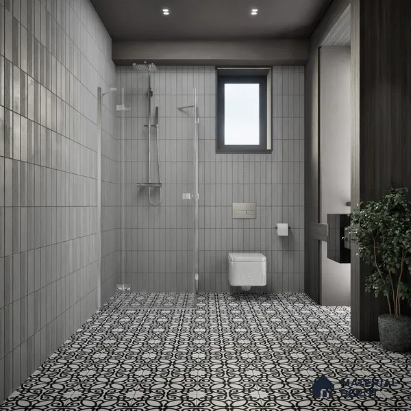 Moroccan Floor & Wall Tile TL 07635 Monochrome Floral Medley 1 ft x 1 ft Matte Finish Vitrified Tile - 9 mm | Suitable For Bathroom, Kitchen, Entryway | Please Expect a Slight Variation of Pattern