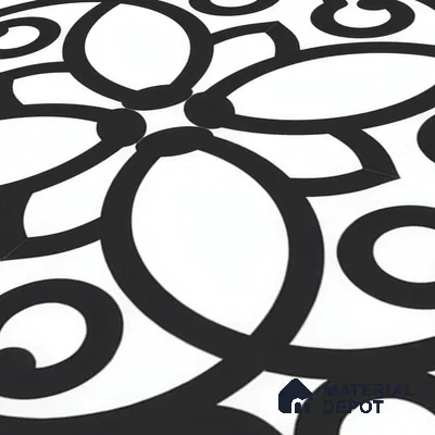 Moroccan Floor & Wall Tile TL 07635 Monochrome Floral Medley 1 ft x 1 ft Matte Finish Vitrified Tile - 9 mm | Suitable For Bathroom, Kitchen, Entryway | Please Expect a Slight Variation of Pattern