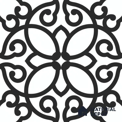 Moroccan Floor & Wall Tile TL 07635 Monochrome Floral Medley 1 ft x 1 ft Matte Finish Vitrified Tile - 9 mm | Suitable For Bathroom, Kitchen, Entryway | Please Expect a Slight Variation of Pattern