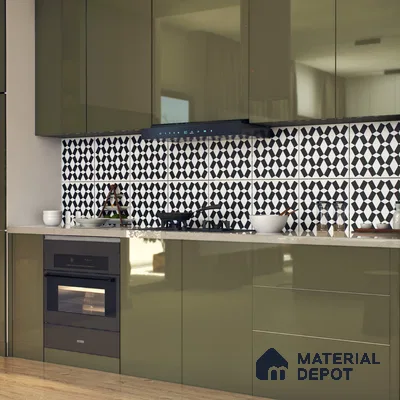 Moroccan Floor & Wall Tile TL 07636 Monochrome Optic Weave 1 ft x 1 ft Matte Finish Vitrified Tile - 9 mm | Suitable For Bathroom, Kitchen, Entryway | Please Expect a Slight Variation of Pattern
