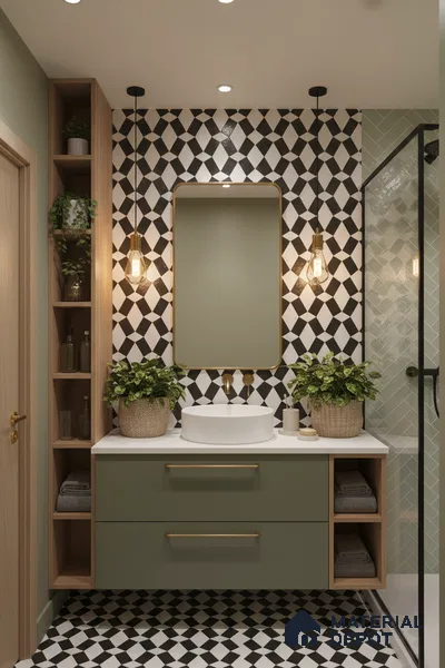 Moroccan Floor & Wall Tile TL 07636 Optic Weave 1 ft x 1 ft Matte Finish Vitrified Tile - 9 mm | Suitable For Bathroom, Kitchen, Living Area | Please Expect a Slight Variation of Pattern (Sample)