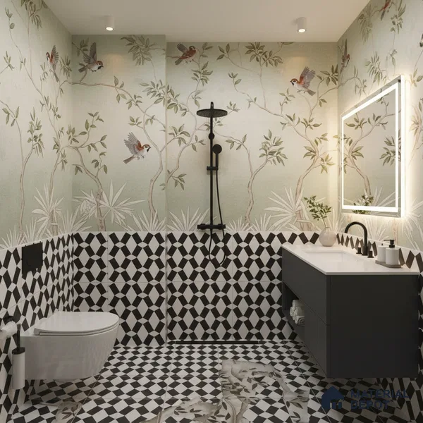 Moroccan Floor & Wall Tile TL 07636 Optic Weave 1 ft x 1 ft Matte Finish Vitrified Tile - 9 mm | Suitable For Bathroom, Kitchen, Living Area | Please Expect a Slight Variation of Pattern (Sample)