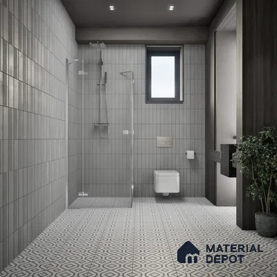 Moroccan Floor & Wall Tile TL 07638 Monochrome Diamond Linea 1 ft x 1 ft Matte Finish Vitrified Tile - 9 mm | Suitable For Bathroom, Kitchen, Entryway | Please Expect a Slight Variation of Pattern