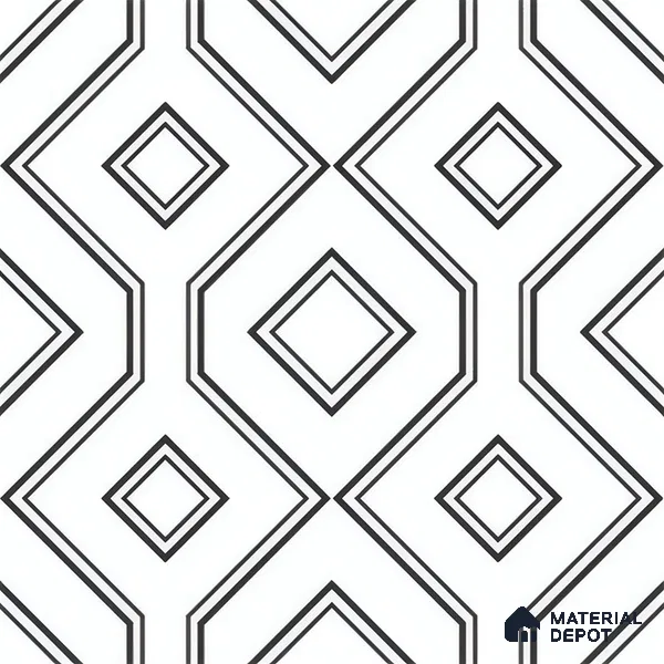 Moroccan Floor & Wall Tile TL 07638 Monochrome Diamond Linea 1 ft x 1 ft Matte Finish Vitrified Tile - 9 mm | Suitable For Bathroom, Kitchen, Entryway | Please Expect a Slight Variation of Pattern