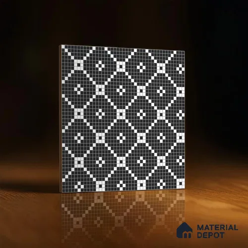 Moroccan Floor & Wall Tile TL 07639 Retro Grid 1 ft x 1 ft Matte Finish Vitrified Tile - 9 mm | Suitable For Bathroom, Kitchen, Living Area | Image 2