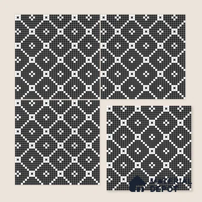 Moroccan Floor & Wall Tile TL 07639 Monochrome Retro Grid 1 ft x 1 ft Matte Finish Vitrified Tile - 9 mm | Suitable For Bathroom, Kitchen, Entryway | Please Expect a Slight Variation of Pattern