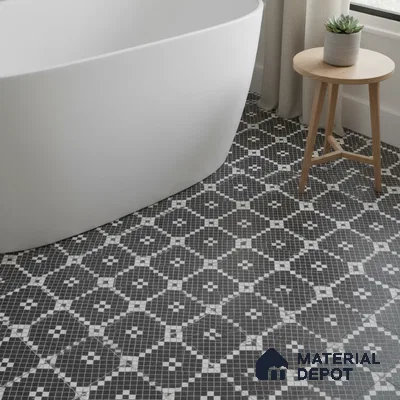 Moroccan Floor & Wall Tile TL 07639 Retro Grid 1 ft x 1 ft Matte Finish Vitrified Tile - 9 mm | Suitable For Bathroom, Kitchen, Living Area | Please Expect a Slight Variation of Pattern