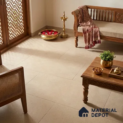 Cement Look Solids Tile TL 07640 C Ghost Clay 5.24 ft x 2.6 ft Full Body Vitrified Matte Finish - 9 mm | 4 Random Design