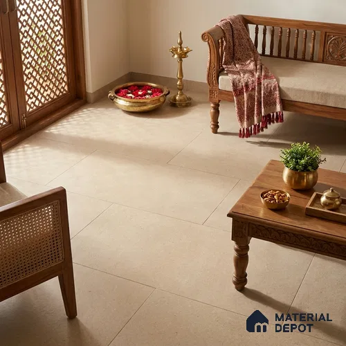 Cement Look Solids Tile TL 07640 C Ghost Clay 5.24 ft x 2.6 ft Full Body Vitrified Matte Finish - 9 mm | 4 Random Design