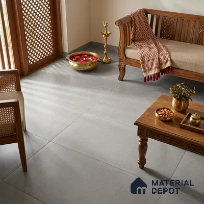 Cement Tile TL 07640 E Ghost Ash 5.24 ft x 2.6 ft Full Body Vitrified Matte Finish - 9 mm | 4 Random Design