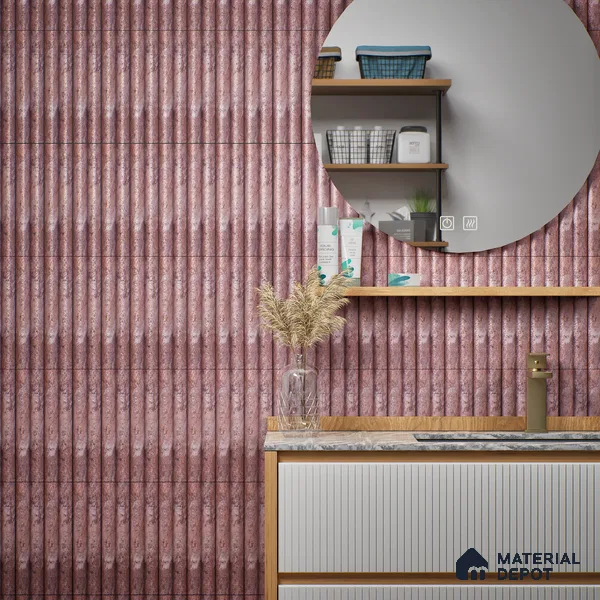 Subway Look Tile TL 07641 E Bamboo Rosy Brown 1 ft x 2.95 inch Designer Tiles Ceramic Matte Finish - 9 mm | 4 Random Design