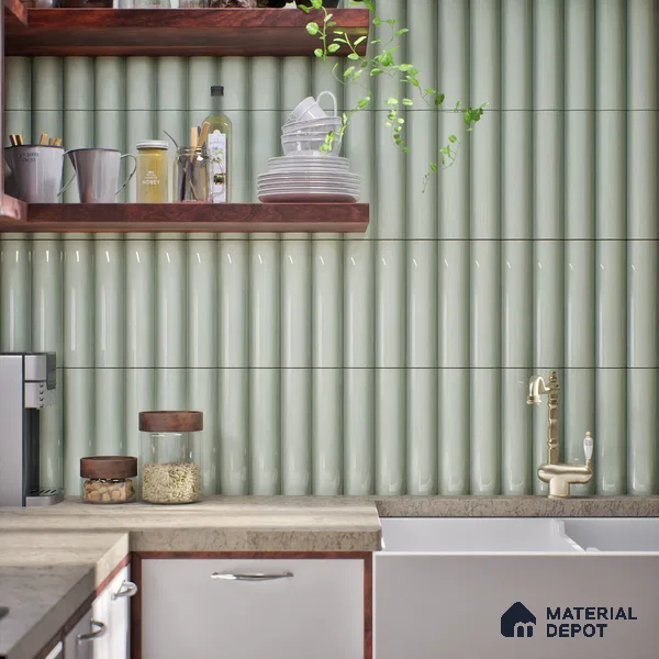Subway Look Tile TL 07643 D Oval Lime 1 ft x 2.95 inch Designer Tiles Ceramic Glossy Finish - 9 mm