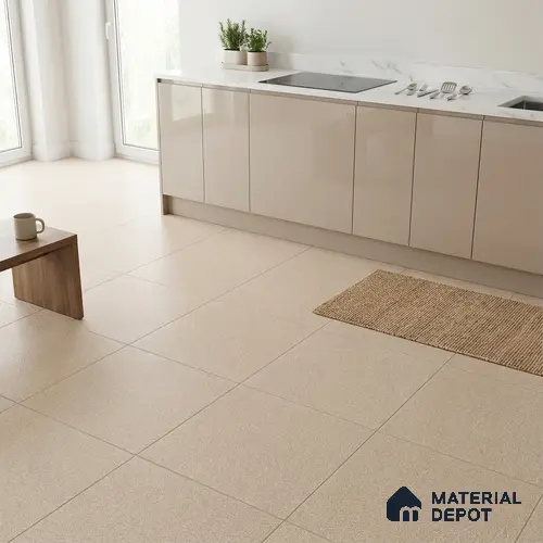 Stone Floor Tile TL 07645 B Prime Earthstone Beige 2 ft x 2 ft Punch Finish Vitrified Fullbody Tile - 16 mm | Suitable for Living Room, Bedroom & Bathroom
