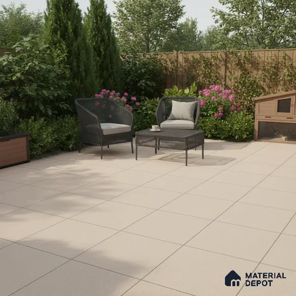 Stone Floor Tile TL 07645 B Prime Earthstone Beige 2 ft x 2 ft Punch Finish Vitrified Fullbody  Tile - 16 mm | Suitable for Living Room, Bedroom & Bathroom