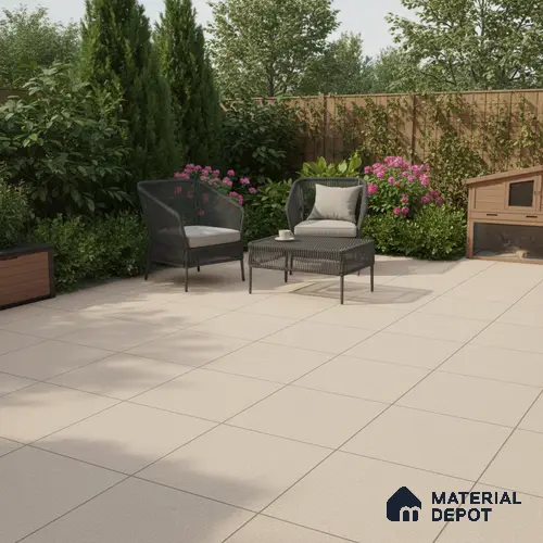 Stone Floor Tile TL 07645 B Prime Earthstone Beige 2 ft x 2 ft Punch Finish Vitrified Fullbody Tile - 16 mm | Suitable for Living Room, Bedroom & Bathroom