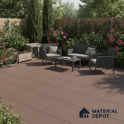 Stone Floor Tile TL 07645 C Earthstone Brown 2 ft x 2 ft Punch Finish Anti Skid Outdoor Parking Vitrified Fullbody Tile - 16 mm | Suitable for Bathroom, Corridor, High Traffic Areas