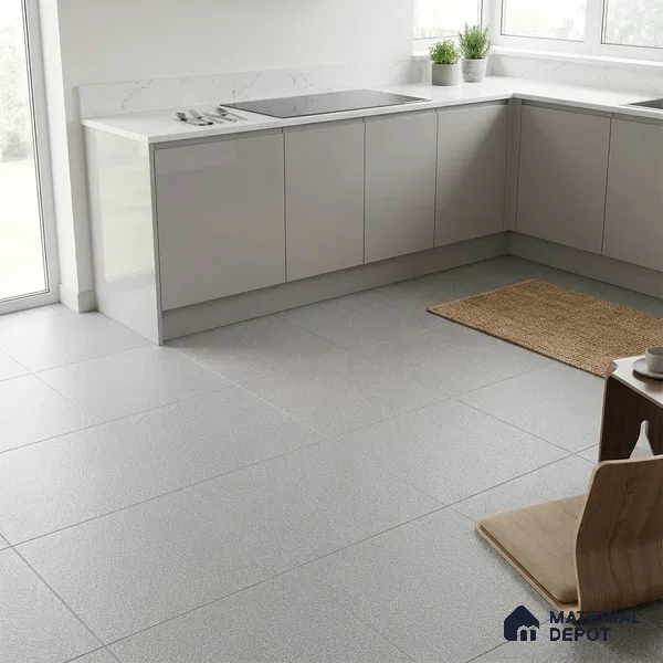Stone Floor Tile TL 07645 D Earthstone Light Grey 2 ft x 2 ft Punch Finish Anti Skid Outdoor Parking Vitrified Fullbody Tile - 16 mm | Suitable for Bathroom, Corridor, High Traffic Areas