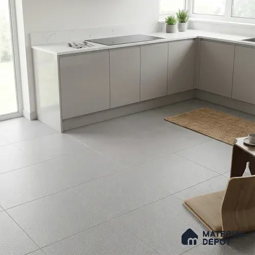 Stone Floor Tile TL 07645 D Prime Earthstone Light Grey 2 ft x 2 ft Punch Finish Vitrified Fullbody Tile - 16 mm | Suitable for Living Room, Bedroom & Bathroom