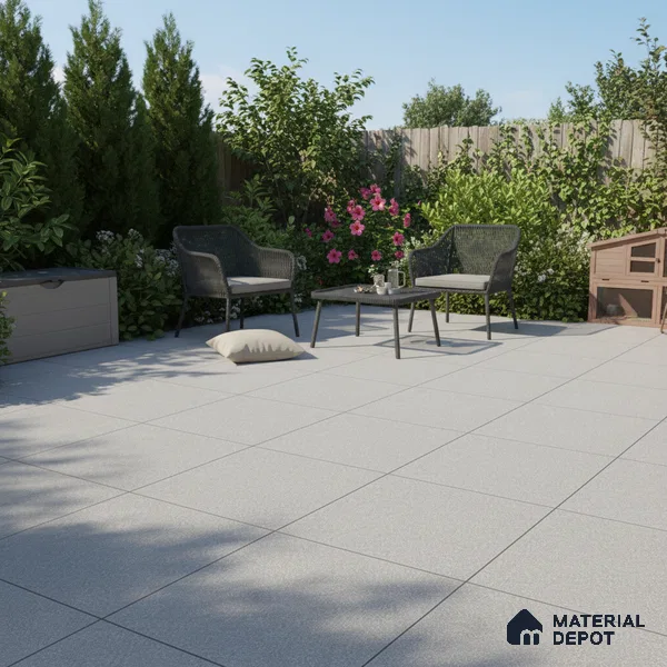 Stone Floor Tile TL 07645 D Earthstone Light Grey 2 ft x 2 ft Punch Finish Anti Skid Outdoor Parking Vitrified Fullbody Tile - 16 mm | Suitable for Bathroom, Corridor, High Traffic Areas