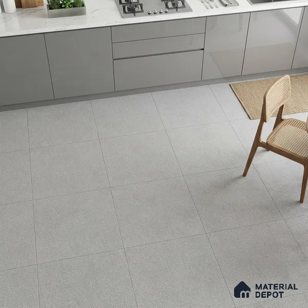 Stone Floor Tile TL 07645 D Earthstone Light Grey 2 ft x 2 ft Punch Finish Anti Skid Outdoor Parking Vitrified Fullbody Tile - 16 mm | Suitable for Bathroom, Corridor, High Traffic Areas