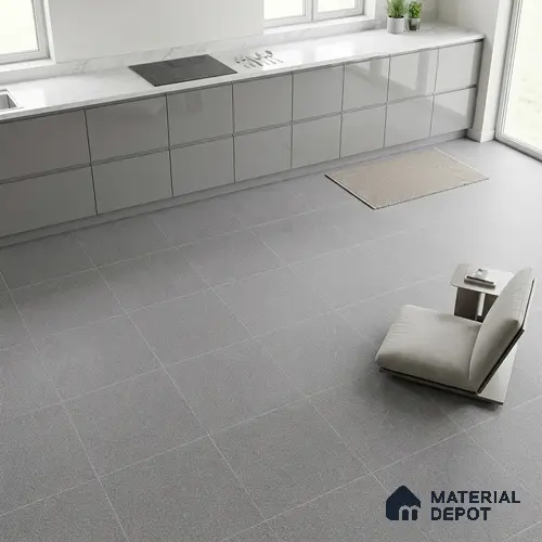 Stone Floor Tile TL 07645 E Prime Earthstone Dark Grey 2 ft x 2 ft Punch Finish Vitrified Fullbody Tile - 16 mm | Suitable for Living Room, Bedroom & Bathroom