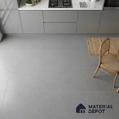 Stone Floor Tile TL 07645 E Earthstone Dark Grey 2 ft x 2 ft Punch Finish Anti Skid Outdoor Parking Vitrified Fullbody Tile - 16 mm | Suitable for Bathroom, Corridor, High Traffic Areas