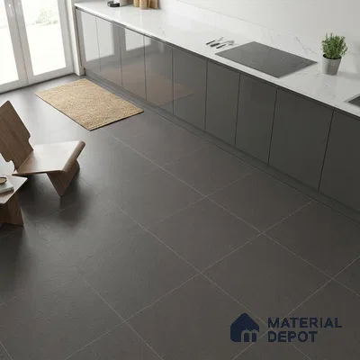 Stone Floor Tile TL 07645 F Earthstone Antracita 2 ft x 2 ft Punch Finish Anti Skid Outdoor Parking Vitrified Fullbody Tile - 16 mm | Suitable for Bathroom, Corridor, High Traffic Areas